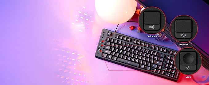 HyperX Eve 1800 – Gaming Keyboard, 1800 Form Factor,10 Zone Customizable RGB Lighting, Built-in Media Buttons, Membrane Switches, – Black - Image 11