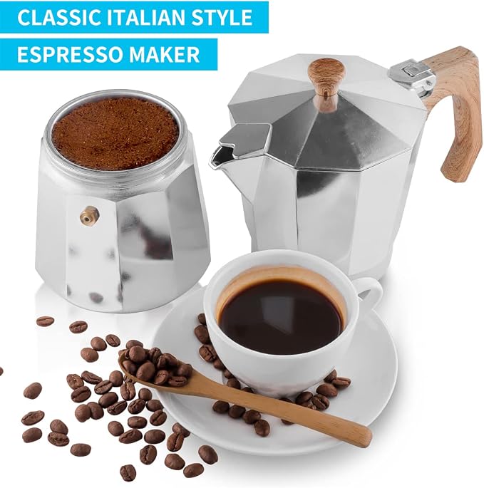 wedrink Stovetop Espresso Maker Aluminum Moka Pot 9 Espresso Cup-15.2OZ Cuban Coffee Maker Stove top Coffee Maker Moka Italian Espresso - Image 3