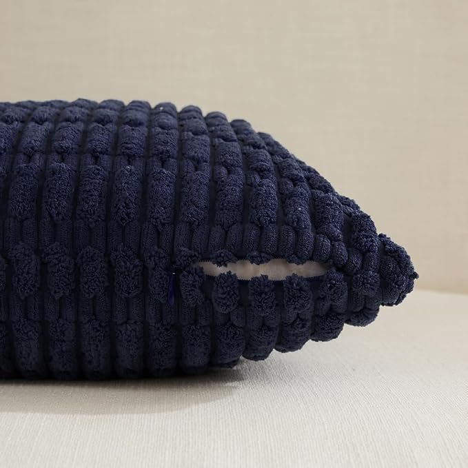 Fancy Homi 4 Packs Decorative Throw Pillow Covers for Living Room Couch Bed, Modern Farmhouse Boho Home Décor Accent Cushion Case, 26" x 26", Navy Blue - Image 3