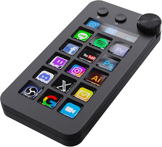 Streaming Deck,Macro pad/Calculator/Numeric Keypad Three Modes | 15 Customizable Macro Keys and LCD Bar,Large Dial,Work Efficiency Device,Compatible with Windows and Mac(N1 Black) by Startyourjourneyofdiscovery