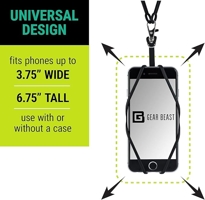 Gear Beast Cell Phone Lanyard - Universal Neck Phone Holder w/Card Pocket and Silicone Neck Strap - Image 2