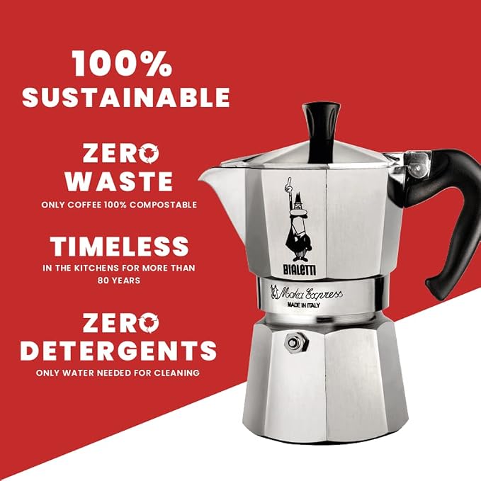 Bialetti - Moka Express: Iconic Stovetop Espresso Maker, Makes Real Italian Coffee, Moka Pot 1 Cup (2 Oz - 60 Ml), Aluminium, Silver - Image 6