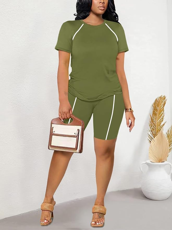 STOLKISS Women 2 piece Short Sets Classic Striped Outfits Summer Casual Short Sleeve T-Shirt and Short Jogger Tracksuits Sets - Image 5