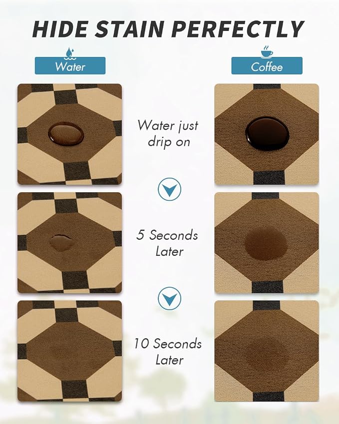 AMOAMI Coffee Mat Hide Stain Rubber Backed Absorbent Dish Drying Mat for Kitchen Counter - Fits Under Coffee Maker or Machine - 16X24 - Image 2