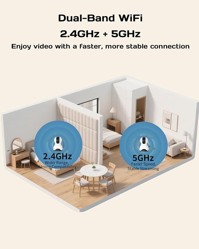 VIMTAG 4K 8MP Pan/Tilt Pet Camera Indoor with Phone App for Dog/Cat/Baby/Nanny/Home Security, Motion Tracking, Night Vision, 2-Way Audio, AI Detection, 5G/2.4GHz WiFi, Cloud & SD Card, Works w/Alexa - Image 8