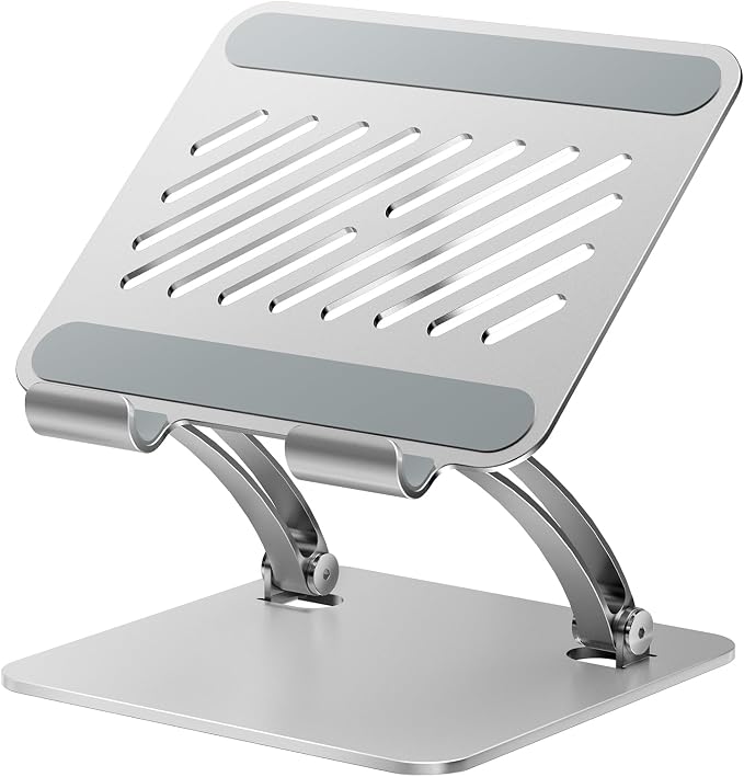 tounee Tablet Holder Stand, Dual Rod Adjustable Aluminum Desktop Stand, Compatible with 4.7-16.9" iPads, Surface Tablets, Portable Monitors, Kindle & More (Silver) by tounee