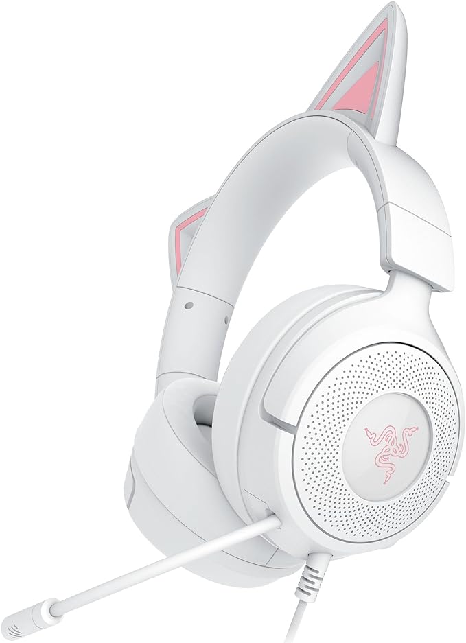 Razer Kraken Kitty V3 X Wired Gaming Headset, Kitty Ears, White | HyperClear Cardioid Mic, 40 mm Drivers, 7.1 Surround Sound, Comfy Ear Cushions, Cross-Platform via 3.5mm PC, PS5, Xbox by Unknown