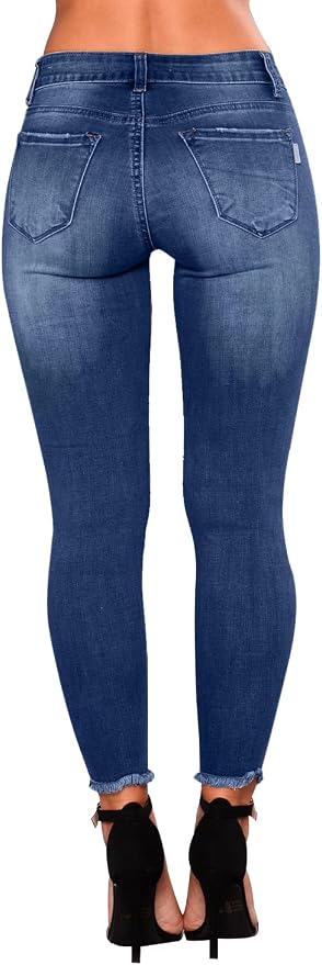 KUNMI Women's Skinny Ripped Trendy Jeans Distressed Stretchy Denim Pants - Image 5