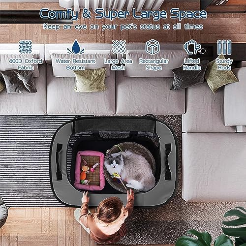 ROMANTIC BEAR Dog Playpen,Foldable Pet Puppy Cat Playpen,L(40"x32"x24") - Image 5