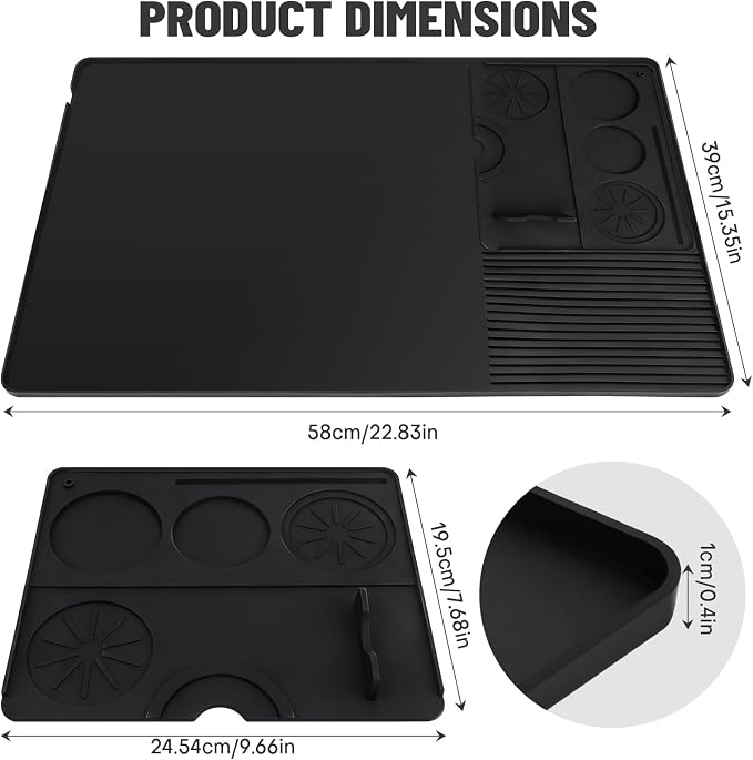 Silicone Coffee Mat Compatible with Ninja Luxe Espresso Coffee Machine ES601/ES701 & Most Home Espresso Machines - 23"x15" Anti-Slip Heat-Resistant - Maker Bar | Tamping Mat (2-in-1) - Image 2