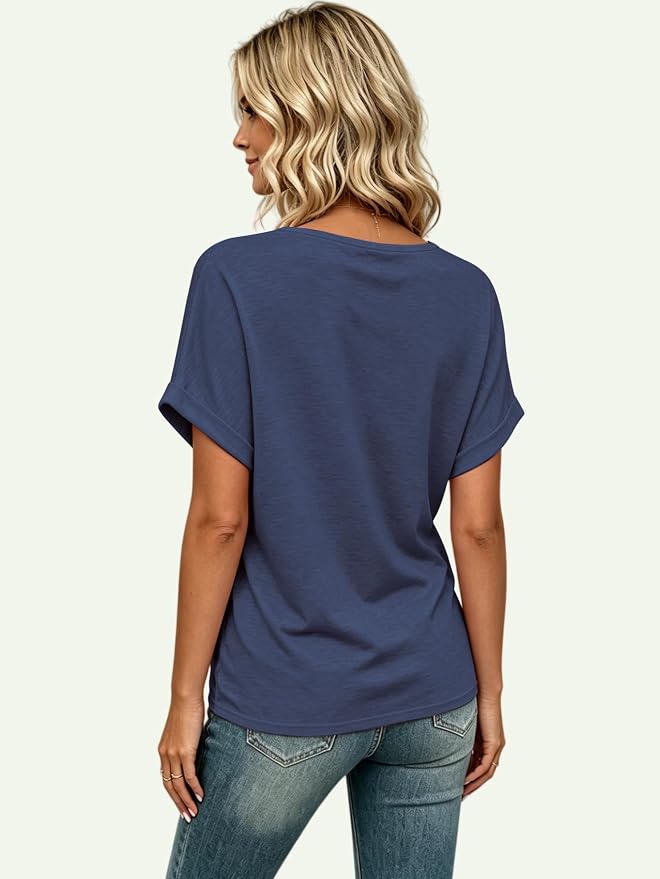 T Shirts Short Sleeve V Neck Tees Womens Tops Beach Vacation Fashion Clothes 2026 Casual Summer Spring Fall Outfits - Image 4