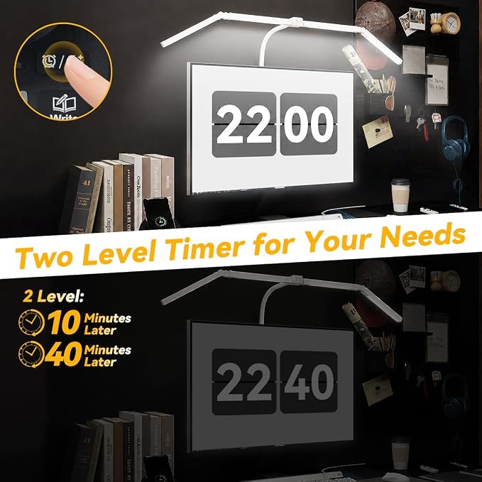 Adjustable LED Desk Lamp with Clamp, 4-Head Eye-Caring CRI95+ Desk Light, Stepless Dimming & Color Temp Remote Control, Flexible Neck, 5-Mode for Reading, Computer, Crafting, 90" Wide Desk Coverage - Image 5