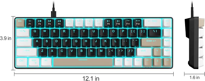 MageGee Portable 60% Mechanical Gaming Keyboard, MK-Box LED Backlit Compact 68 Keys Mini Wired Office Keyboard with Brown Switch for Windows Laptop PC Mac - Black/Coffee Color - Image 9