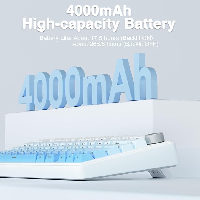 AULA F75 Pro Wireless Mechanical Keyboard,75% Hot Swappable Custom Keyboard,RGB Backlit,Pre-lubed Linear Switches,Side Printed PBT Keycaps Mechanical Gaming Keyboards,Gradient Blue - Image 8