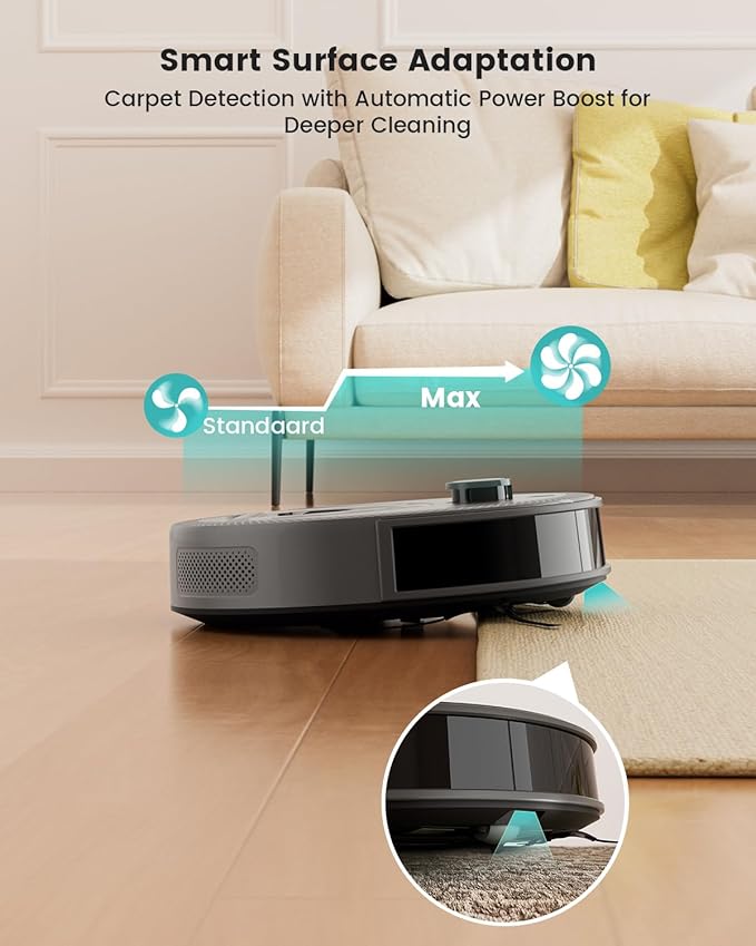 Lefant Robot Vacuum and Mop, Upgraded LiDAR Navigation, 450ml Visible Dustbin, Strong Suction, Multi-Floor Mapping, Self-Charge, WiFi/Alexa/APP, Multi-Surface Cleaning, M330 Pro Grey - Image 4