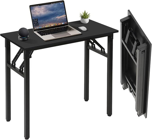 Panana Small Foldable Computer Desk, 31.5 inch Folding Home Office Desk for Small Spaces, Modern Simple Style for Home, Office, Study, Writing, No Assembly Required (Black, 31.5" x 15.7") by Panana