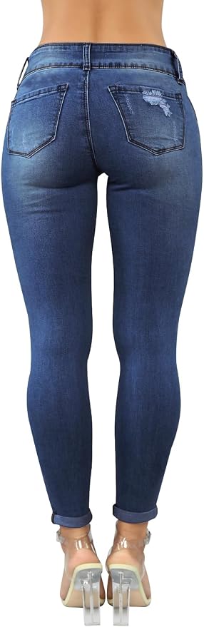 KUNMI Women's Skinny Ripped Trendy Jeans Distressed Stretchy Denim Pants - Image 4