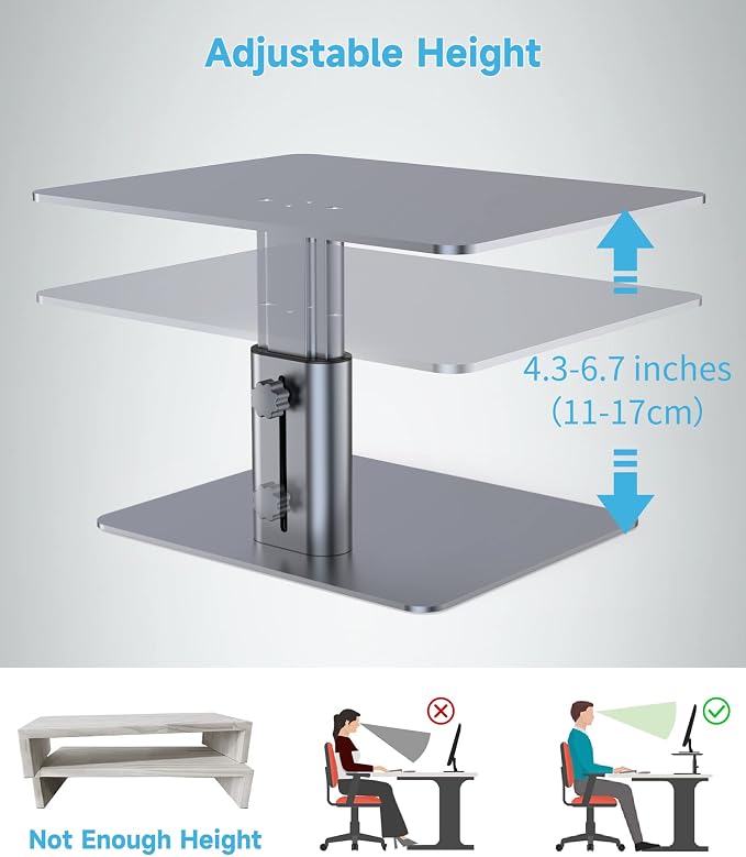 BoYata Monitor Stand, Adjustable Monitor Riser Metal Computer Stand Compatible with TV, PC, Laptop, Computer, iMac, and All Screen Display-Space Grey - Image 4