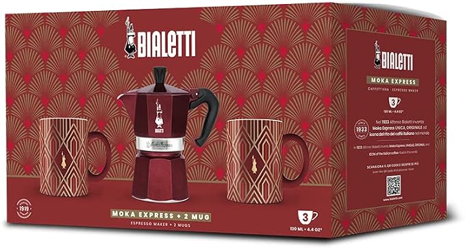 Bialetti Set Moka Express 3 Cups + 2 Mugs Art Deco - Image 2