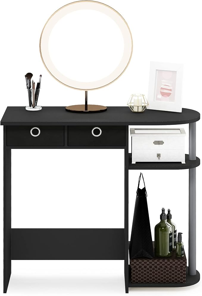 Furinno Go Green 32-Inch Computer Desk, Office Desk with 2 Side Shelves and Storage Bins, Rectangular Home Office Desk, Gaming Desk for Home Office, Bedroom, Study Room, Classic Black - Image 6