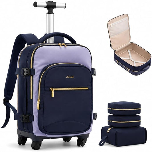 LOVEVOOK Rolling Backpack with Wheels, Carry On Luggage for Women by LOVEVOOK