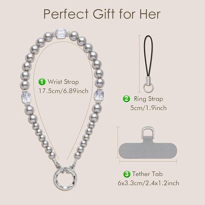 SURPHY Phone Charm, Handmade Beaded Phone Wrist Strap with Tether Tab | Phone Charm Strap, Phone Chain with Premium Metal Buckle, Wrist Strap Fits Cellphone Cases, Wallets, Bags, Keys - Image 6