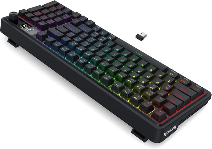 Redragon K719 PRO Wireless 95-Key Gasket Gaming Keyboard, TFT Screen & Knob | Easy-Control LED Info Display, 0-Delay Tri-Mode, Cushioned 5-Layer Noise Dampening for Creamy Thocky Sound, Practical 95 keys - Image 7