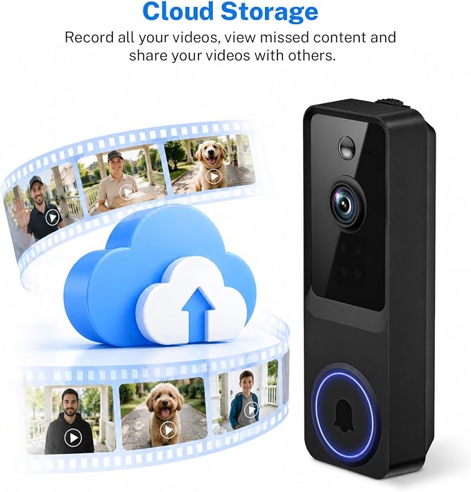1080p Wireless Video Doorbell Camera with Smart AI Human Detection, Two-Way Audio, Live View, Night Vision, 2.4G WiFi, Battery Powered, App Control, and Cloud Storage for Home, Office & Pet Monitoring - Image 7