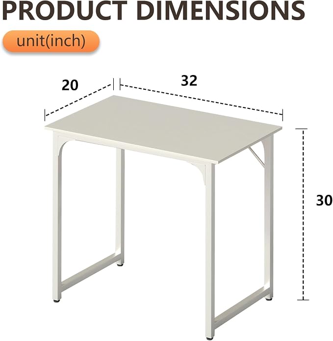 BestOffice Computer Desk,Home Office Desk, Modern Simple Style for Home Office Study Writing (White, 32 Inch) - Image 3