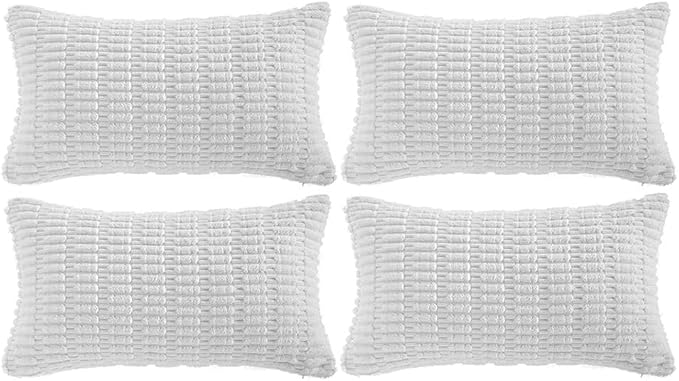 Fancy Homi 4 Packs Decorative Throw Pillow Covers for Living Room Couch Bed, Modern Farmhouse Boho Home Décor Accent Cushion Case, 24" x 16", White by Fancy+Homi