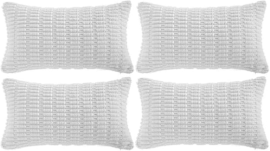 Fancy Homi 4 Packs Decorative Throw Pillow Covers for Living Room Couch Bed, Modern Farmhouse Boho Home Décor Accent Cushion Case, 24" x 16", White by Fancy+Homi
