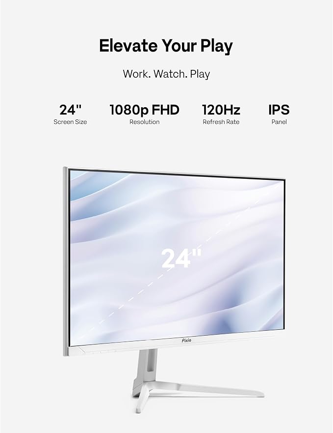 Pixio PX246 Wave White 24 inch 120Hz Refresh Rate FHD 1080p Resolution IPS Panel 4ms GTG Response Time Gaming Monitor with Adaptive Sync - Image 3