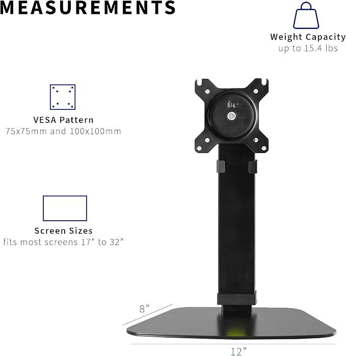 VIVO Mechanical Free Standing Single Monitor Mount Desk Stand, Tall Height Adjustable Arm for Screens up to 32 inches, Black, STAND-V001V - Image 5