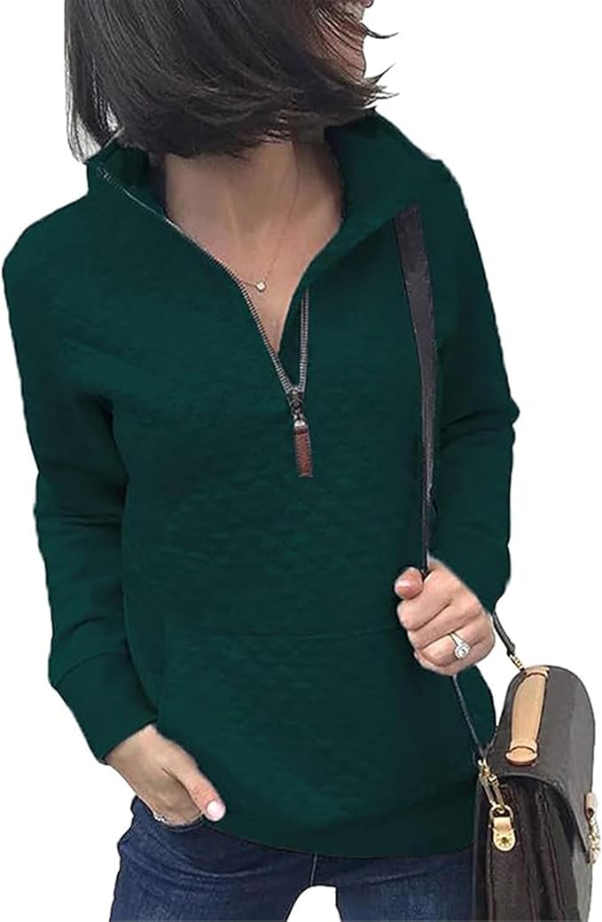 BTFBM Women Fashion Quilted Pattern Lightweight Zipper Long Sleeve Plain Casual Ladies Sweatshirts Pullovers Shirts Tops by BTFBM