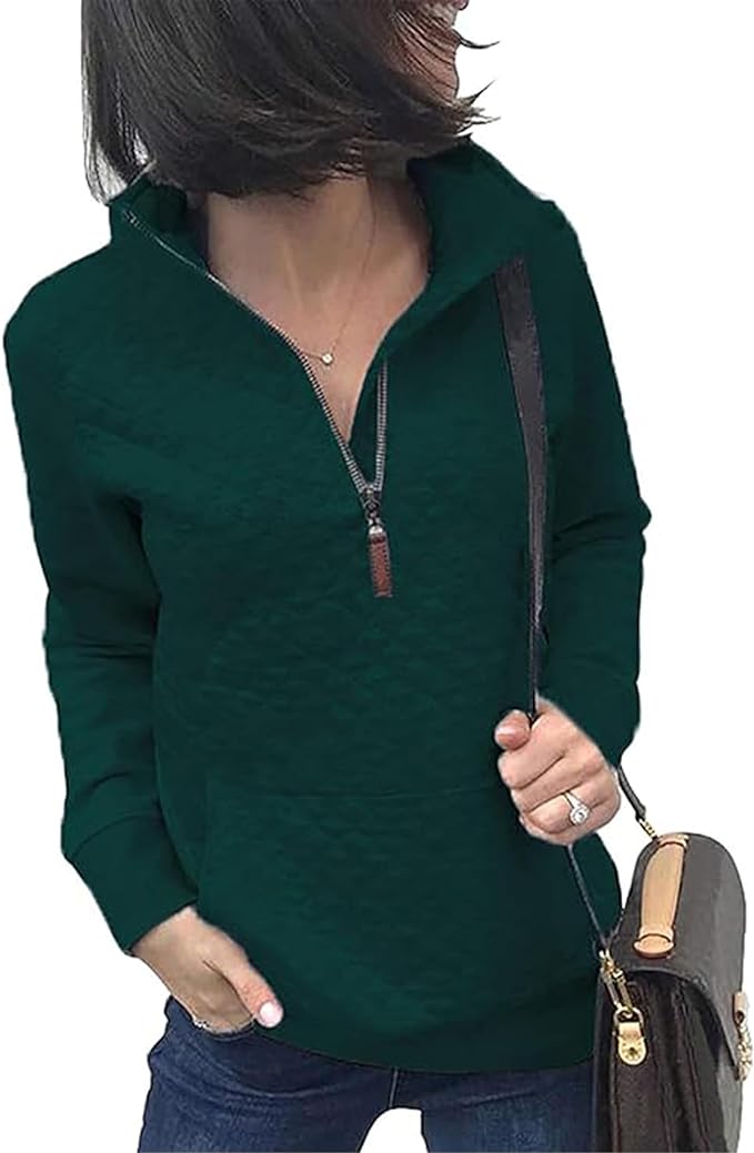 BTFBM Women Fashion Quilted Pattern Lightweight Zipper Long Sleeve Plain Casual Ladies Sweatshirts Pullovers Shirts Tops by BTFBM