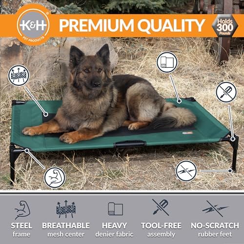 K&H Outdoor Elevated Dog Bed for Large & X-Large Pets, Green, XL 50x32in - Image 2