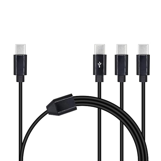 3 in 1 USB Type C Splitter Cable,USB C Male to 3 USB C Male Data Snyc and Charging Cord,USB C Multi Charging Cable for Cell Phones,Tablets and More(1.6FT/0.5M) by Xilaghy