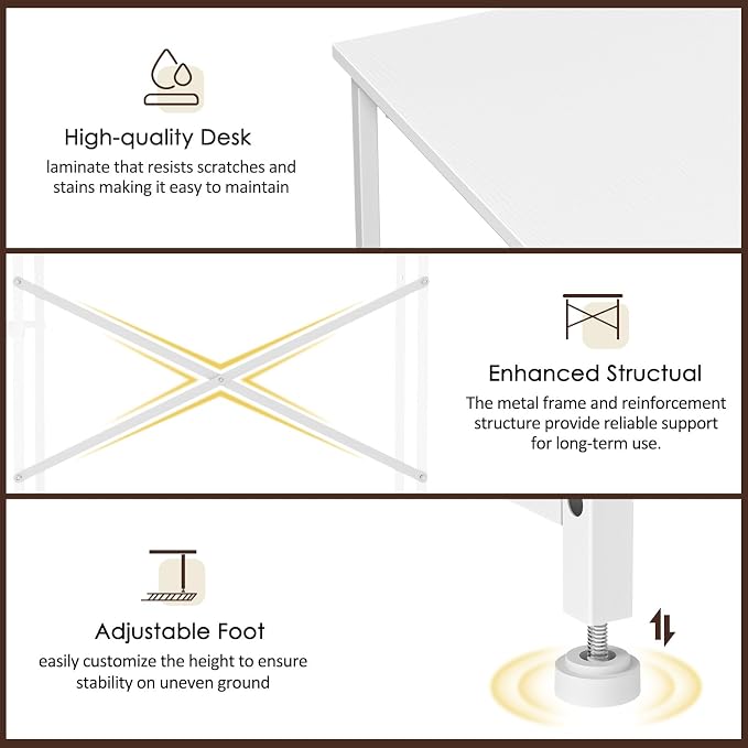 DAOUTIME White Computer Desk, 36 Inch Small Desk with Drawers, Home Office Desk with Storage Shelves for Bedroom, Living Room, Dorm, Vanity Desk for Small Spaces, White - Image 8