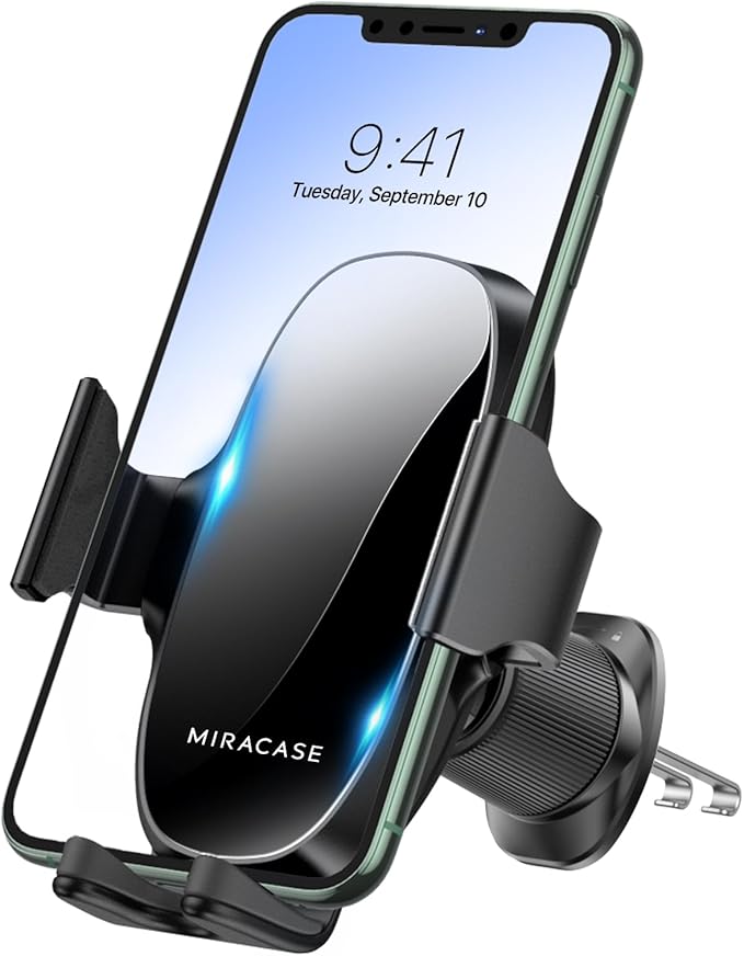 Miracase Phone Holders for Your Car with Metal Hook Clip, Air Vent Cell Phone Car Mount, Hands Free Universal Automobile Cradle Fit for iPhone Android and All Smartphones, Classic Black by Miracase