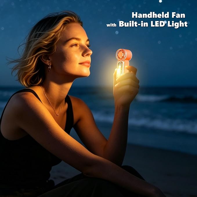 Portable Mini Handheld Fan, 100 Speed Adjustable Pocket Fan with Digital Display, USB-C Rechargeable Personal Fan, Long Battery Life, Small Cooling Fan for Travel(Orange) - Image 8