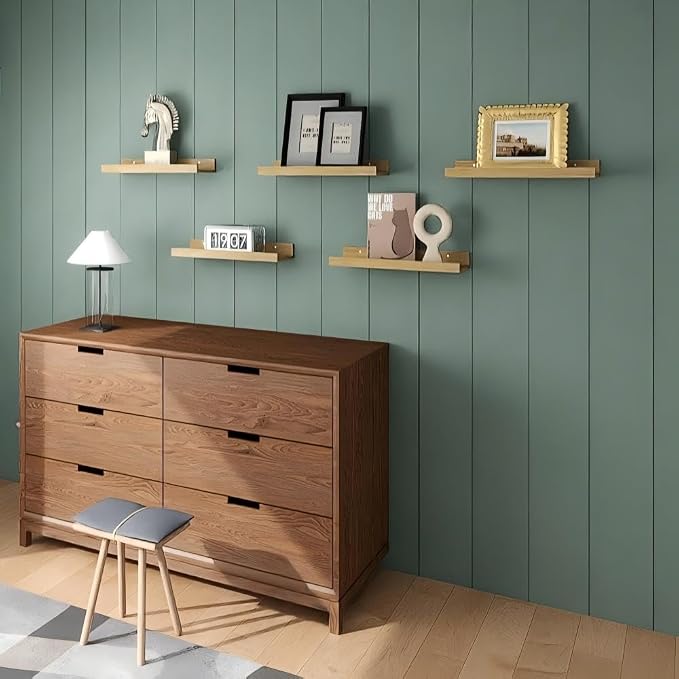 RICHER HOUSE 8-Set Floating Shelves with Lip, Oak Wall Mounted Wood Shelf | Display Picture Ledge Shelf, Anti-drop lip Shelf for Room Wall Decor, Bedroom Bathroom Storage Nursery Hanging Book Shelves - Image 2
