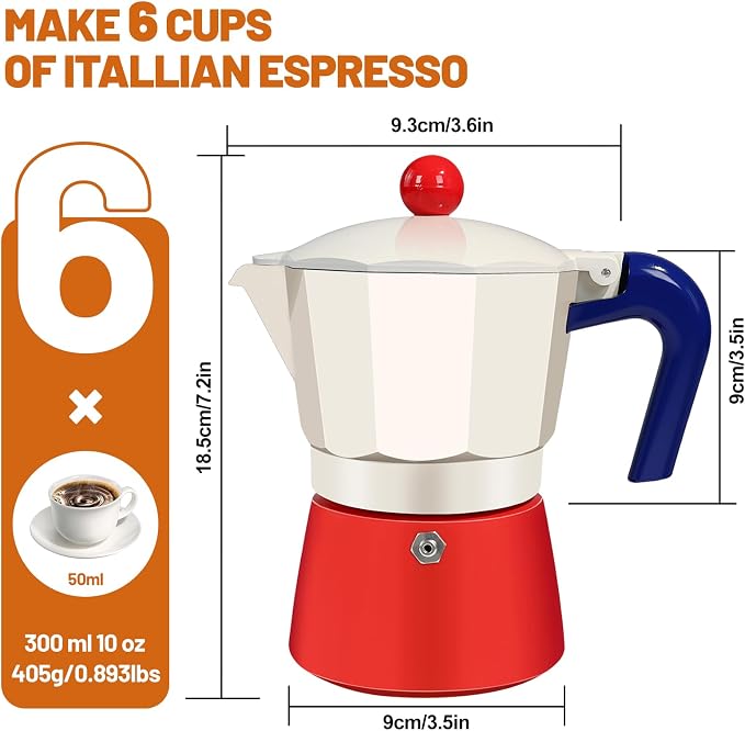 6 Cup Aluminum Espresso Stovetop Moka Pot Express Coffee Maker Percolator Italian Classic Mocha Coffee Machine for Italian and Cuban Cafe Brewing for Home Camping 300ml 10oz - Image 2