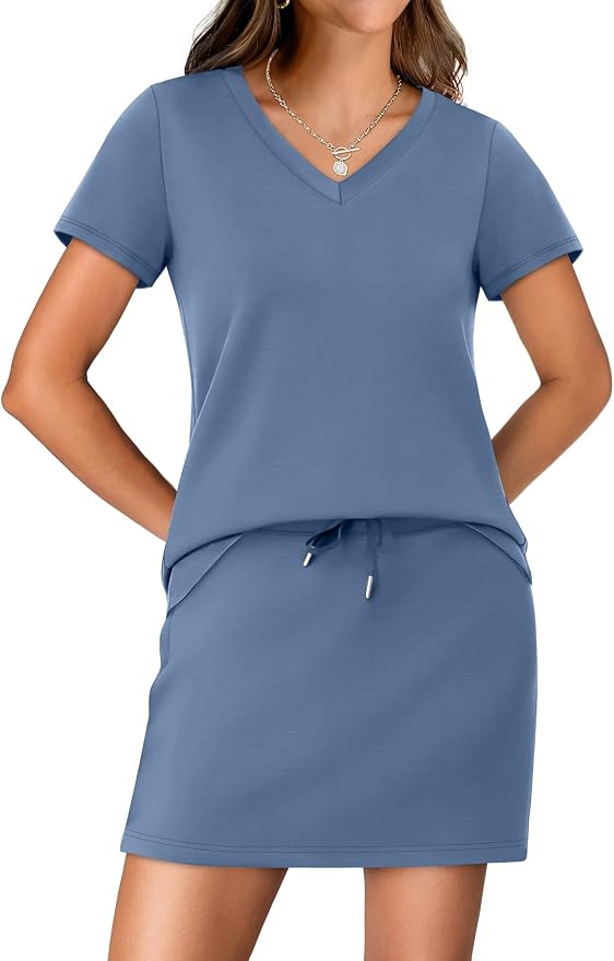 NIASHOT Two Piece Skirt Sets for Women Summer Vacation Travel Outfits Tennis Golf Skorts Versatile Lounge Sets - Image 2