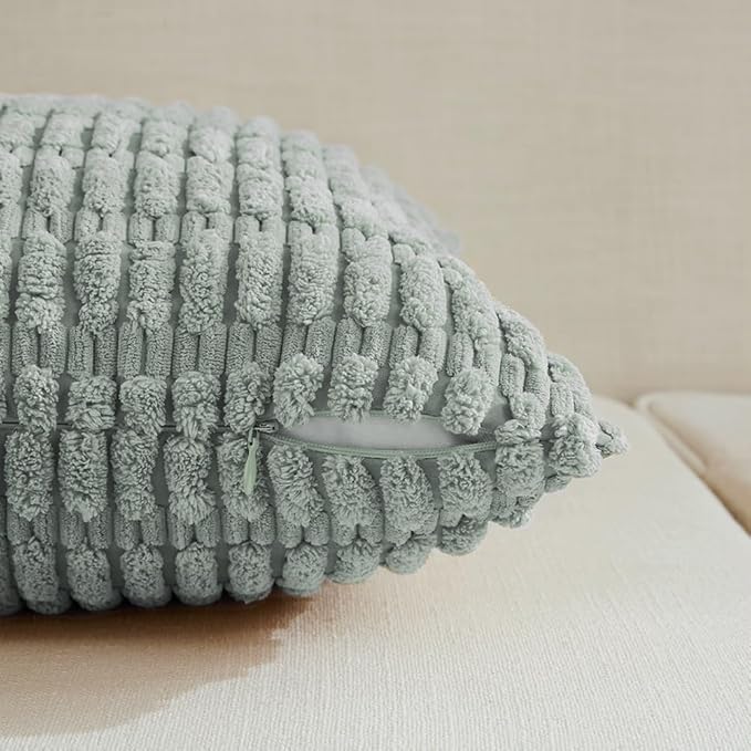 Fancy Homi 4 Packs Decorative Throw Pillow Covers for Living Room Couch Bed, Modern Farmhouse Boho Home Décor Accent Cushion Case, 24" x 24", Grey Blue - Image 3