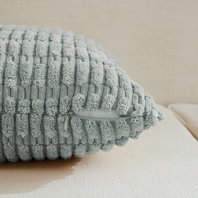 Fancy Homi 4 Packs Decorative Throw Pillow Covers for Living Room Couch Bed, Modern Farmhouse Boho Home Décor Accent Cushion Case, 16" x 16", Grey Blue - Image 3