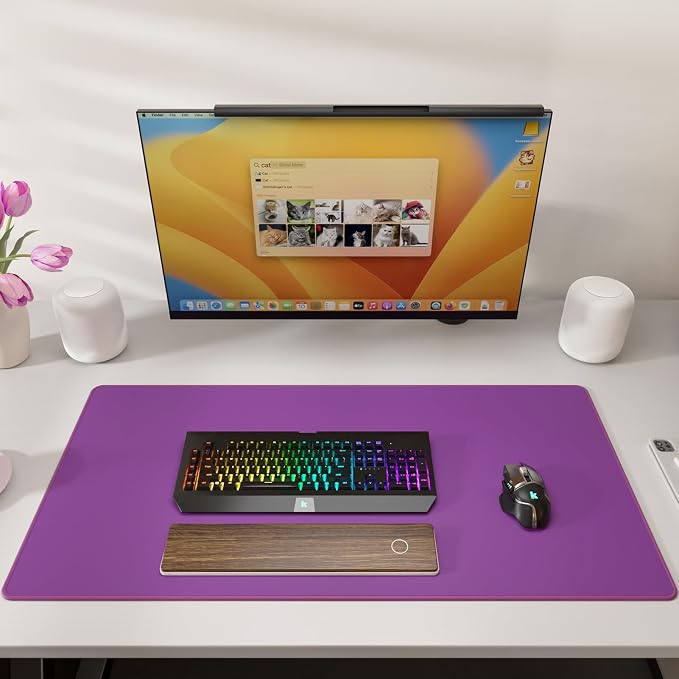 KTRIO Large Gaming Mouse Pad, Desk Mat, 31.5 x 15.7 in, Violet Purple, XXL | Smooth Micro-Weave Surface, Artistic Pattern Design, Non-Slip Rubber Base, Durable Stitched Edges, Office & Home Use - Image 6