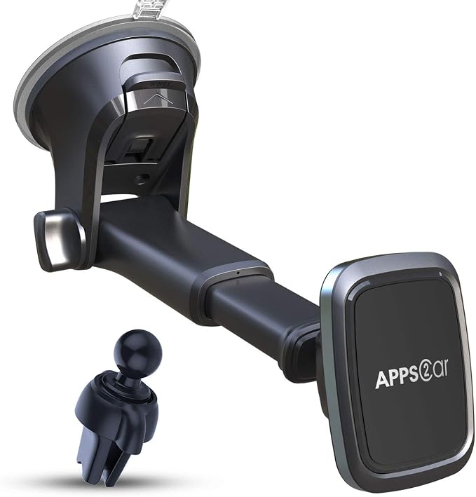 APPS2Car 3-in-1 Car Phone Mount Magnetic Dashboard Windshield Air Vent Mount Phone Holder for Car Universal Car Phone Holder with Powerful Suction Cup Built-in Strong 6 Magnets for All CellPhones by APPS2Car