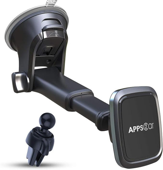 APPS2Car 3-in-1 Car Phone Mount Magnetic Dashboard Windshield Air Vent Mount Phone Holder for Car Universal Car Phone Holder with Powerful Suction Cup Built-in Strong 6 Magnets for All CellPhones by APPS2Car