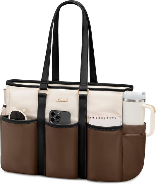LOVEVOOK Work Tote Bag for Women, Teacher Tote Bag Nurse Bag With Large Cup Holder, Large Computer Purse Handbag, On The Go Tote Carryall by LOVEVOOK