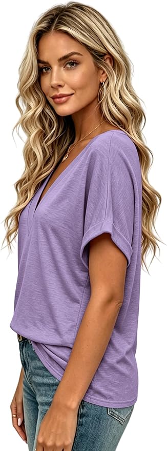 T Shirts Short Sleeve V Neck Tees Womens Tops Beach Vacation Fashion Clothes 2026 Casual Summer Spring Fall Outfits - Image 3